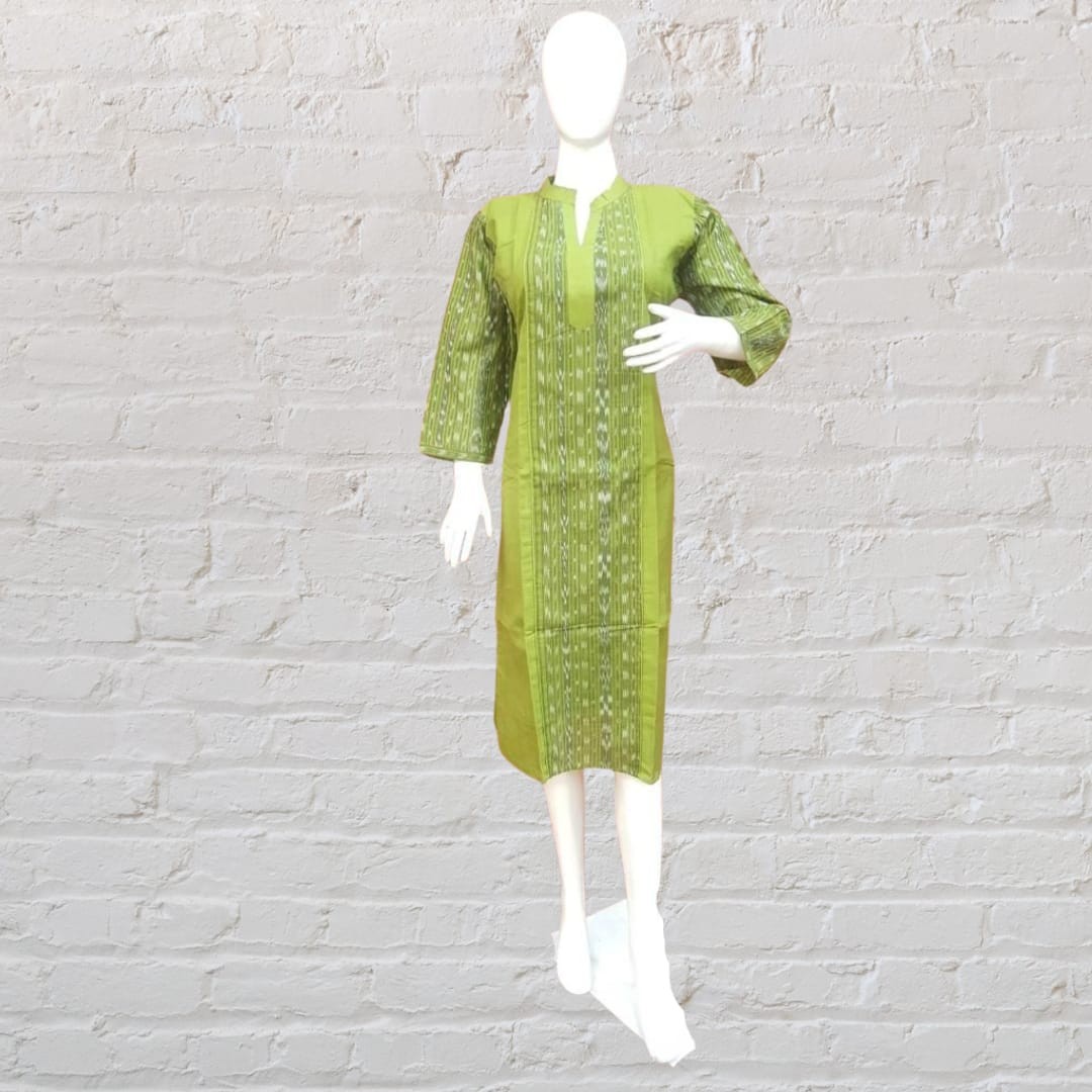 Sambalpuri & Plain Mixed Handloom Pure Cotton Kurti for Women By Youfunky