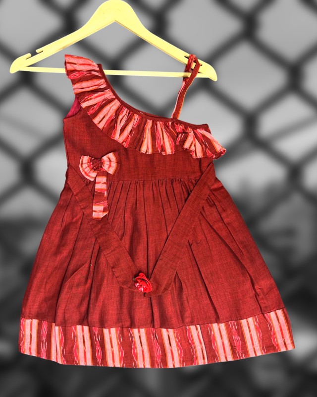 Nuapatna & Plain Mix Handloom Pure Cotton frock for Kids Girls
